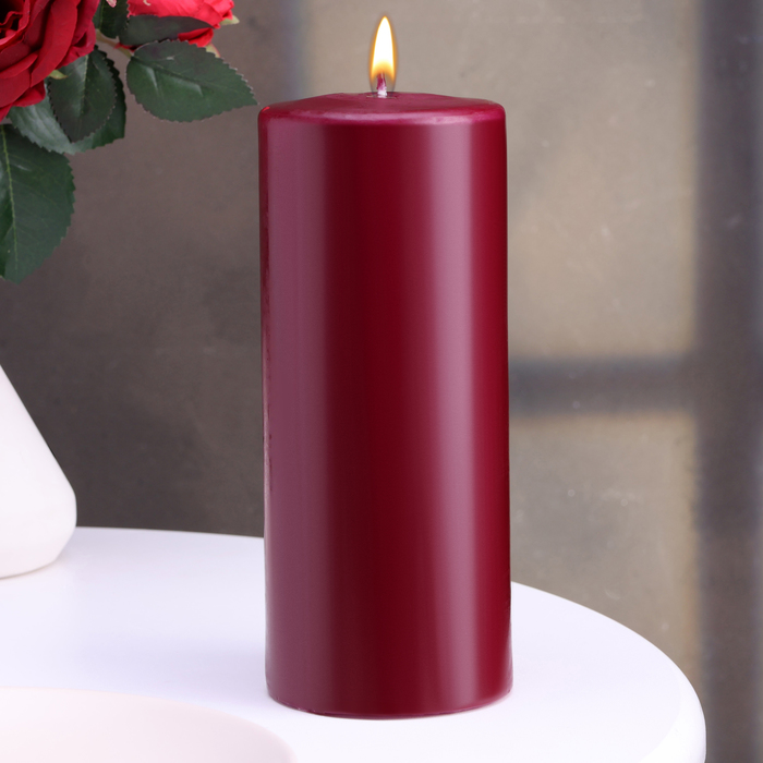 Свеча - цилиндр, 8×20 см, 90 ч, 795 г, бордовая