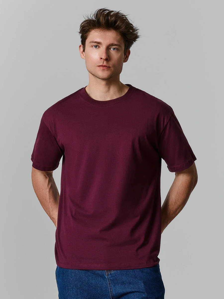 Футболка базовая мужская бордовая